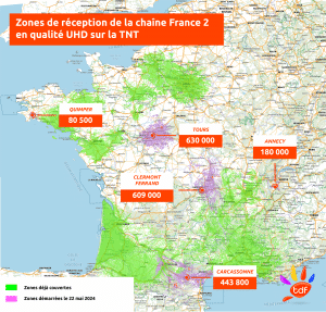 TDF élargit la diffusion de la TNT en qualité UHD dans le Centre, en Auvergne-Rhône-Alpes, en Occitanie et en Bretagne
